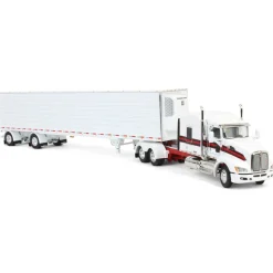 1/64 White/Red Kenworth T660 with Spread Axle Reefer Trailer, DCP by First Gear