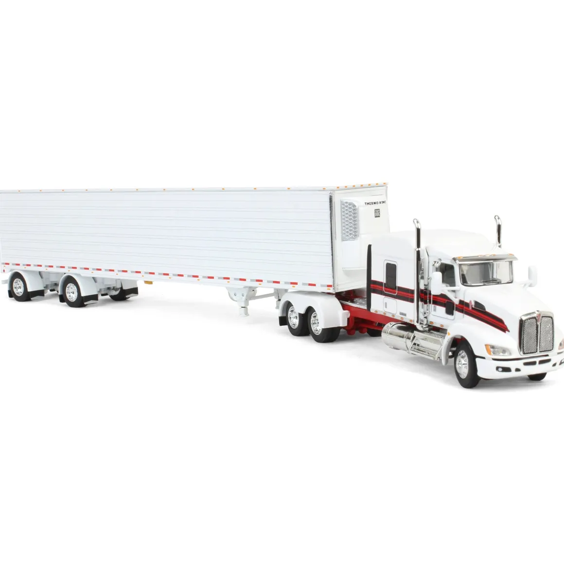 1/64 White/Red Kenworth T660 with Spread Axle Reefer Trailer, DCP by First Gear