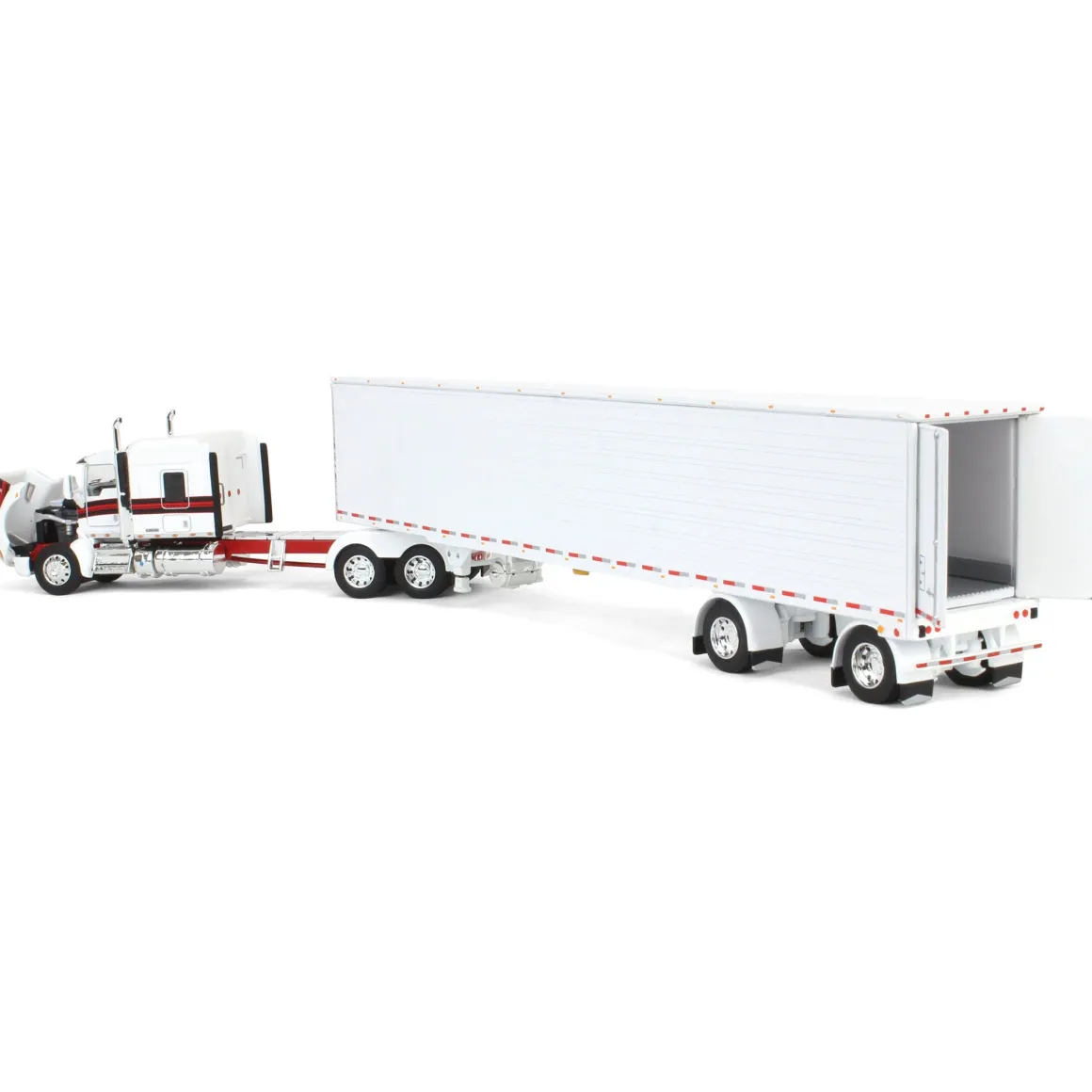 1/64 White/Red Kenworth T660 with Spread Axle Reefer Trailer, DCP by First Gear