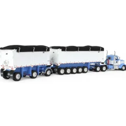 1/64 Wisteria/White Kenworth W900L with 31ft & 20ft End Dump Trailers, DCP by First Gear