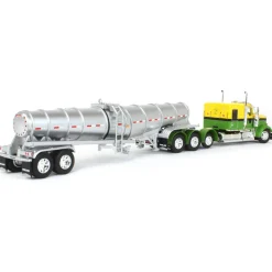 1/64 Yellow & Green Kenworth W900L w/ Silver Chrome Polar Tandem-Axle Deep Drop Tank Trailer, DCP by First Gear