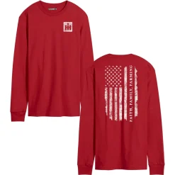 Adult IH Faith Family Farming Flag Red Long Sleeve Shirt