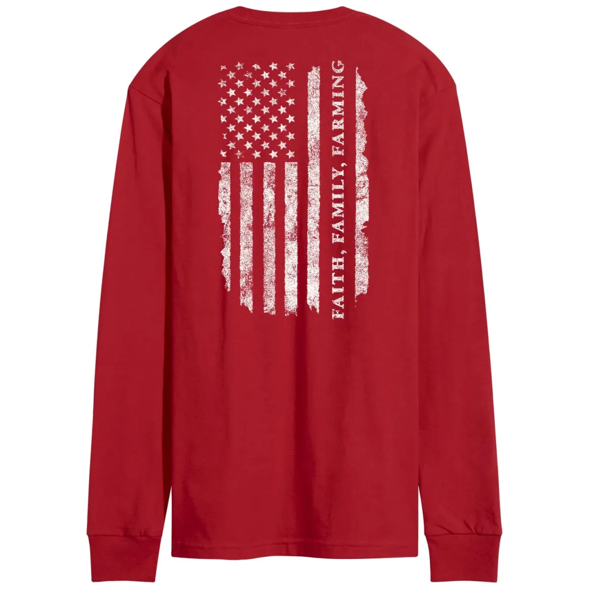 Adult IH Faith Family Farming Flag Red Long Sleeve Shirt