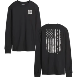 Adult IH Faith Family Farming Flag Black Long Sleeve Shirt