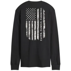 Adult IH Faith Family Farming Flag Black Long Sleeve Shirt