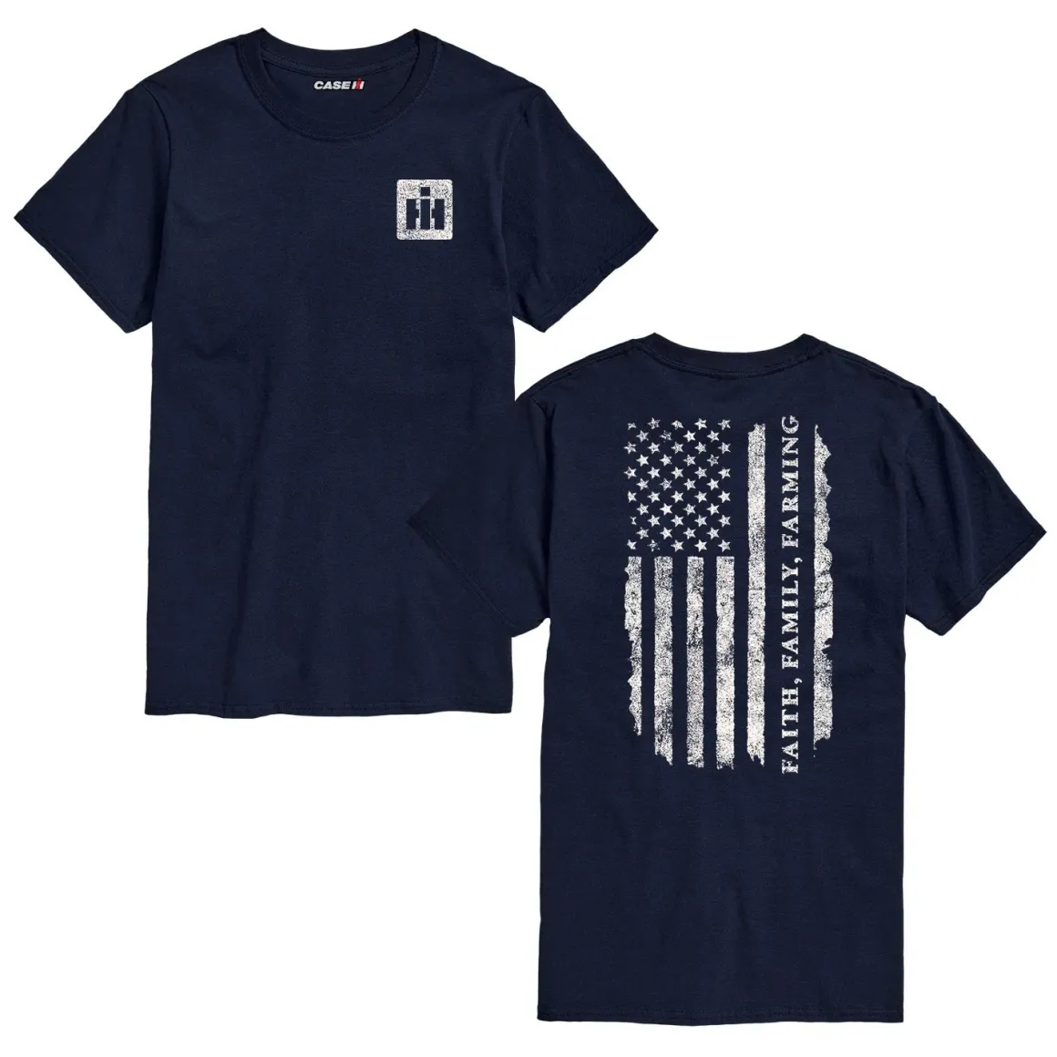 Adult IH Faith Family Farming Flag Navy Blue Short Sleeve T-Shirt