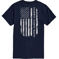 Adult IH Faith Family Farming Flag Navy Blue Short Sleeve T-Shirt