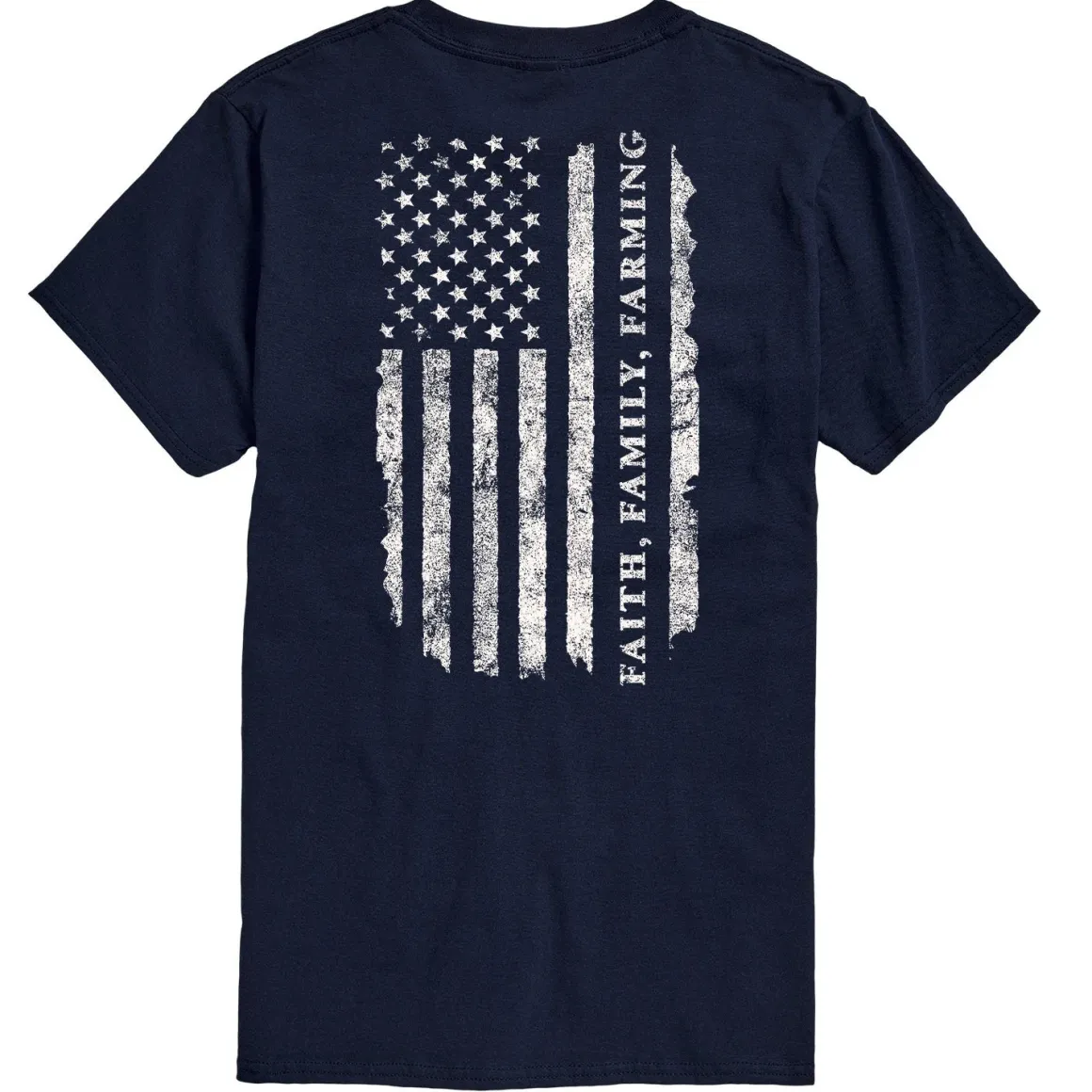 Adult IH Faith Family Farming Flag Navy Blue Short Sleeve T-Shirt