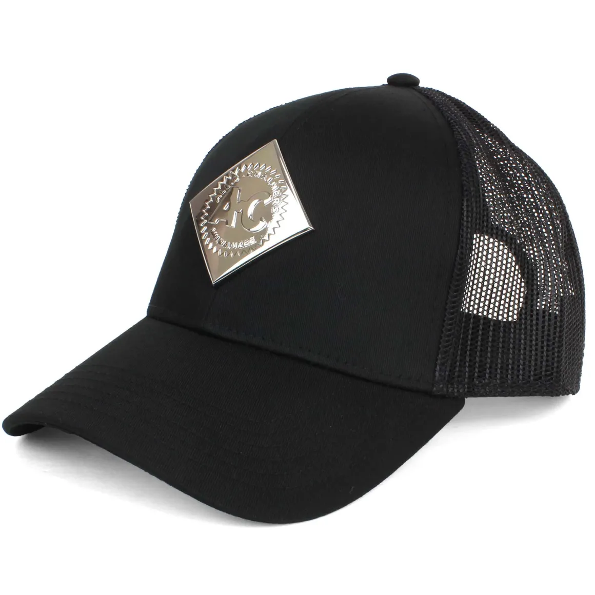 Allis Chalmers Liquid Metal Logo Black Mesh Back Hat