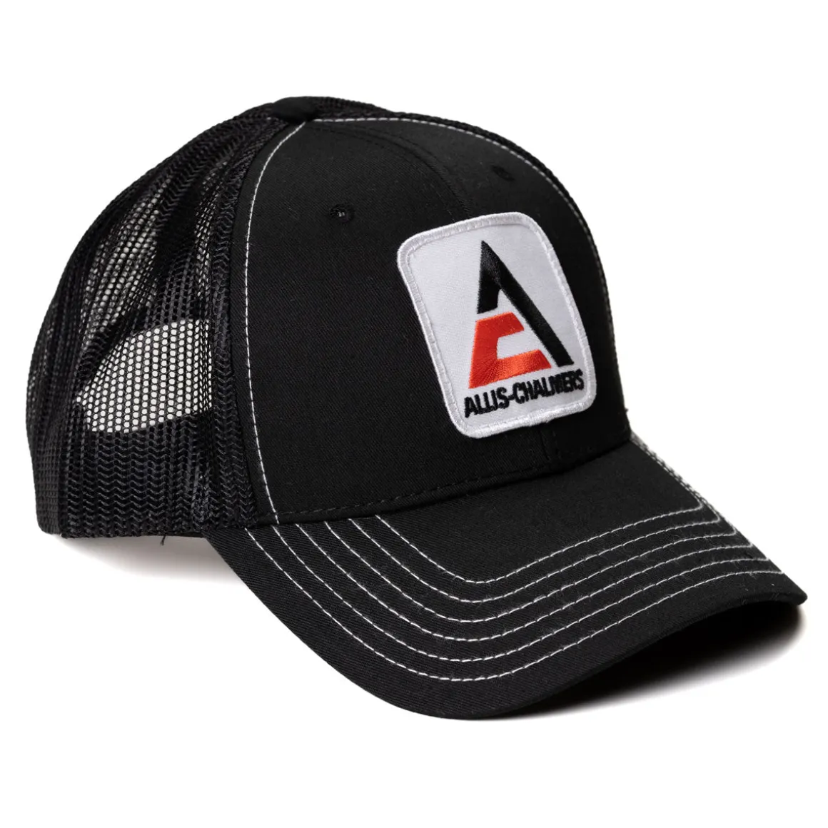 Allis Chalmers Logo Black Mesh Back Cap with White Stitching