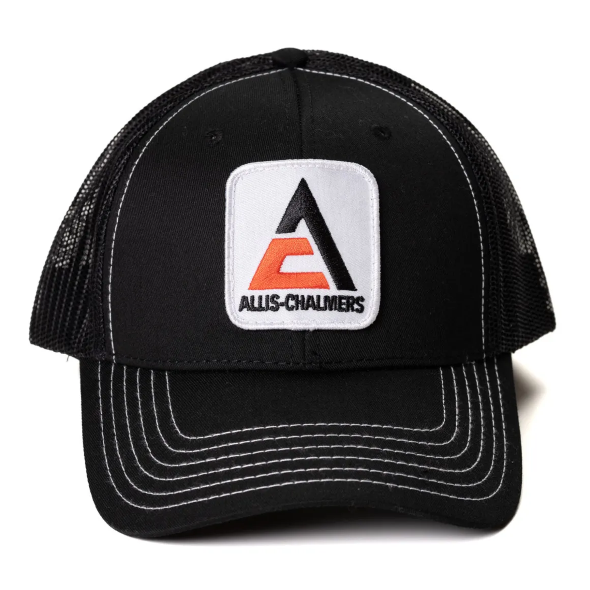 Allis Chalmers Logo Black Mesh Back Cap with White Stitching