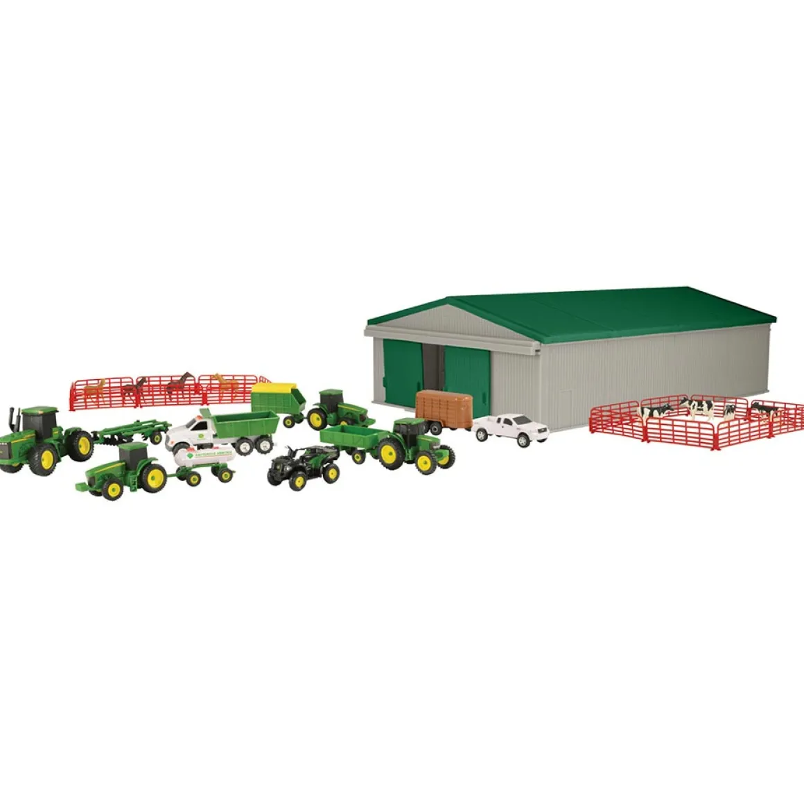 Approx. 1/64 Scale John Deere 70 Piece Value Set with Machine Shed