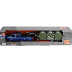 (B&D) - 1/16 ERTL Big Farm Blue Chevrolet Pickup Truck with Trailer & 6 Round Bales - Damaged Item