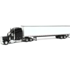 (B&D) 1/64 Black Peterbilt 379 with Sleeper and 53' Trailer with Single Rear Door - Damaged Box