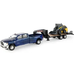 (B&D) 1/32 Ram 3500 Dually Quad Cab with Lowboy and New Holland L230 Skid Steer - No Box