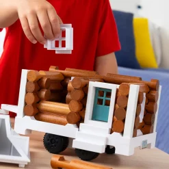 (B&D) Cruisin' Tonka Steel Classic Pickup Truck with Lincoln Logs Tiny Home on Trailer - Damaged Item