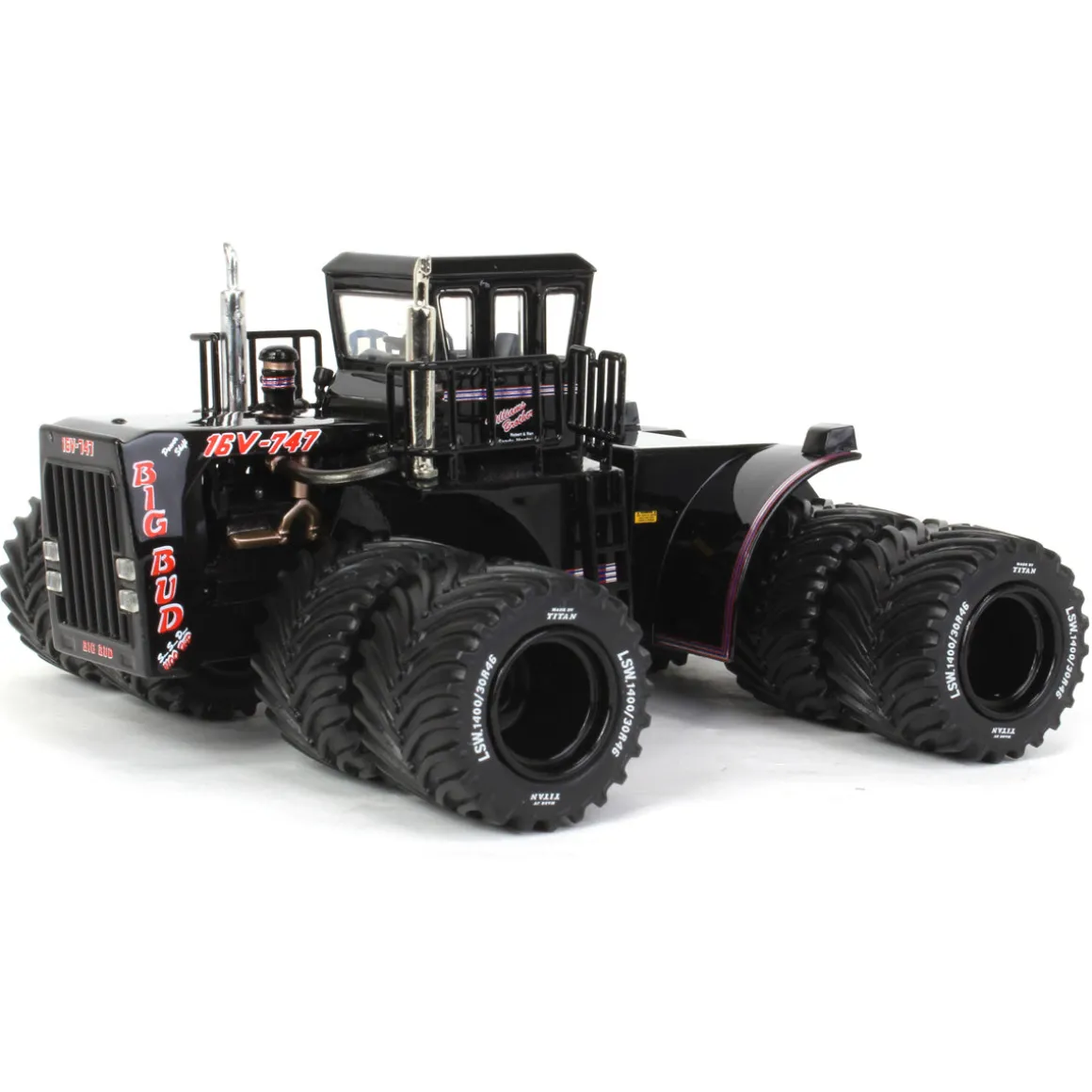 Black Edition ~ 1/64 High Detail Big Bud 16V-747 Silver Series Detroit 1100 HP with Titan Goodyear LSW Tires