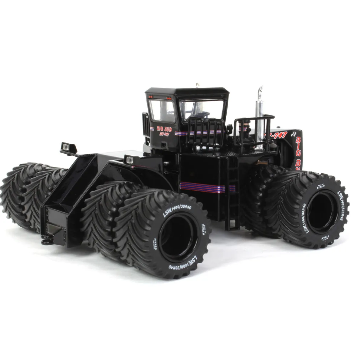 Black Edition ~ 1/64 High Detail Big Bud 16V-747 Silver Series Detroit 1100 HP with Titan Goodyear LSW Tires