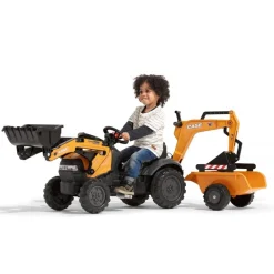 Case Construction Pedal Backhoe with Rear Excavator and Trailer