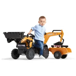 Case Construction Pedal Backhoe with Rear Excavator and Trailer