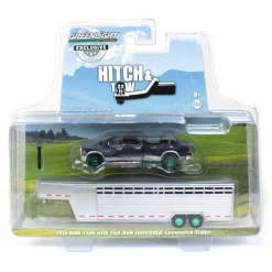 Chase Unit ~ 1/64 2018 Ram 3500, Steel Metallic with Silver Gooseneck Livestock Trailer