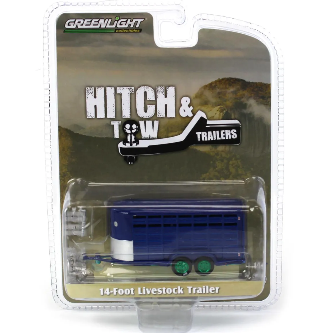 Chase Unit ~ 1/64 14ft Bumper Hitch Livestock Trailer, Dark Blue, Hitch & Tow Trailers