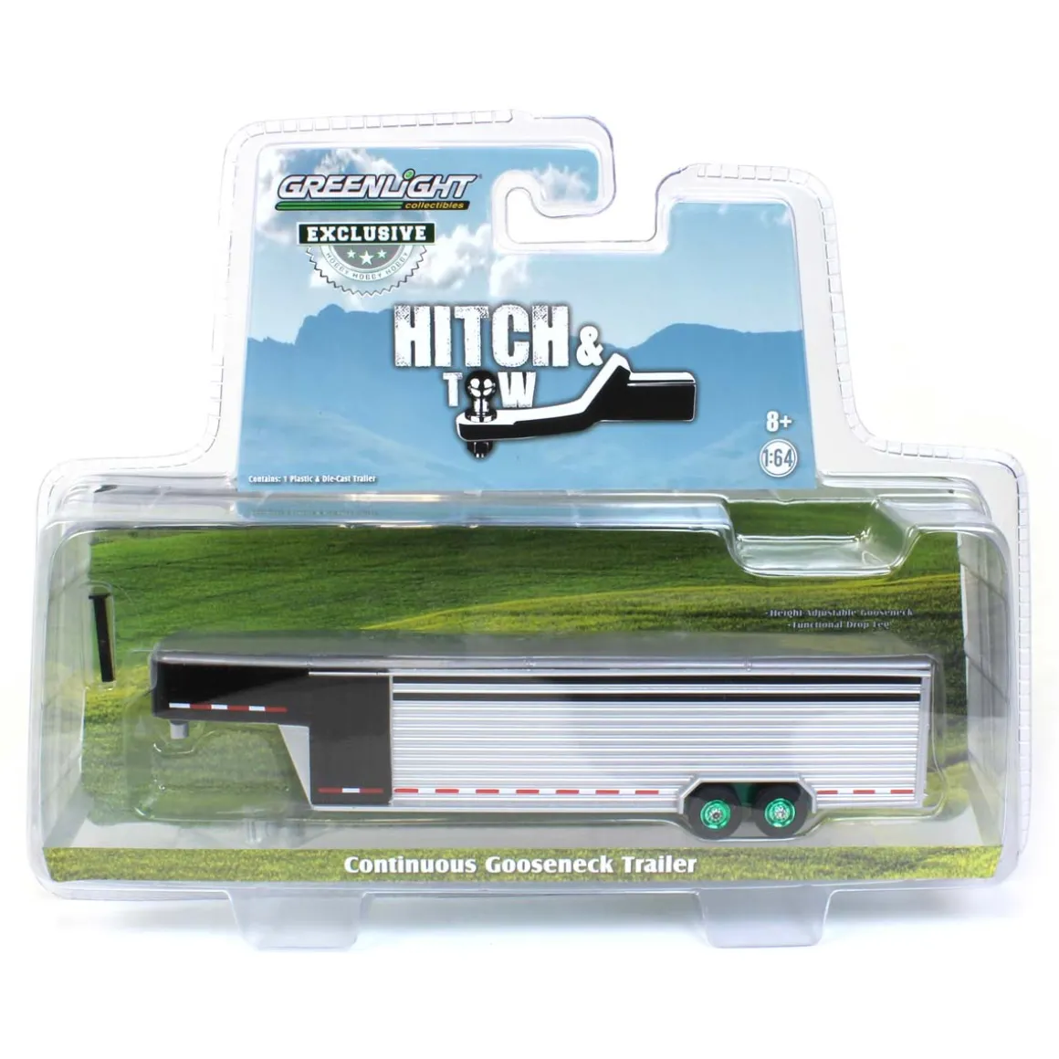 Chase Unit ~ 1/64 Glossy Black Continuous Slat 30" Tandem Axle Gooseneck Trailer