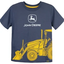 Childrens John Deere Construction Backhoe Loader Blue Short Sleeve T-Shirt