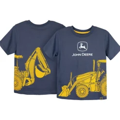 Childrens John Deere Construction Backhoe Loader Blue Short Sleeve T-Shirt