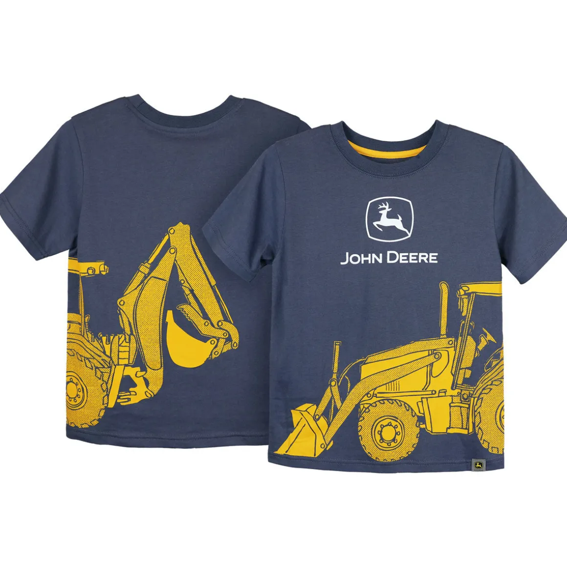 Childrens John Deere Construction Backhoe Loader Blue Short Sleeve T-Shirt