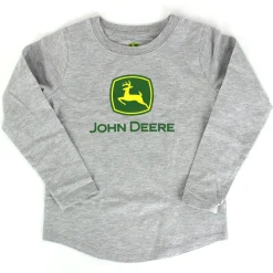 Childrens John Deere Logo Girls Gray Long Sleeve Shirt