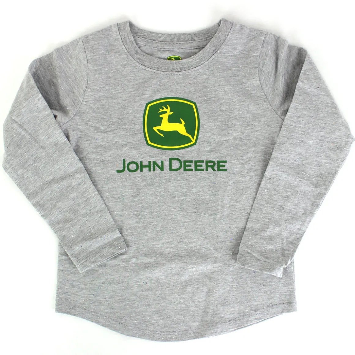 Childrens John Deere Logo Girls Gray Long Sleeve Shirt