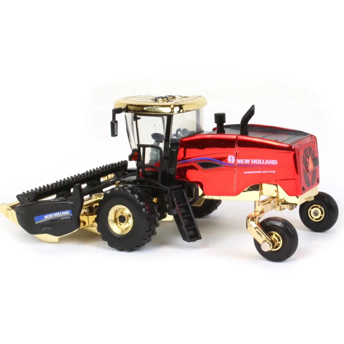 Chrome Chase Unit ~ 1/64 New Holland Speedrower 220 PLUS SP Windrower w/ Both Heads, 2022 Farm Show