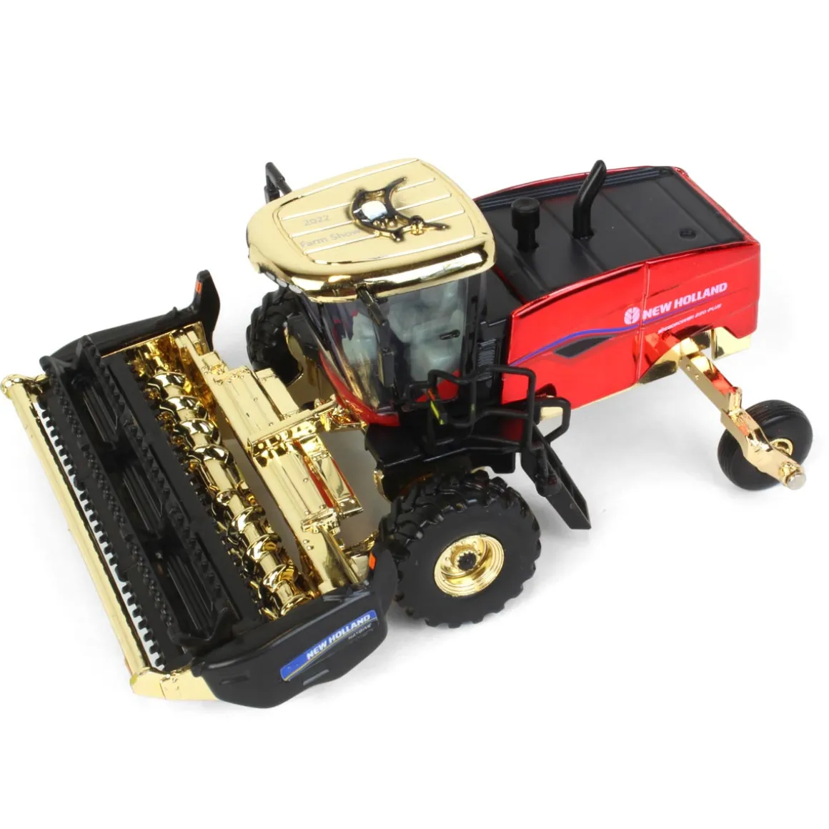 Chrome Chase Unit ~ 1/64 New Holland Speedrower 220 PLUS SP Windrower w/ Both Heads, 2022 Farm Show