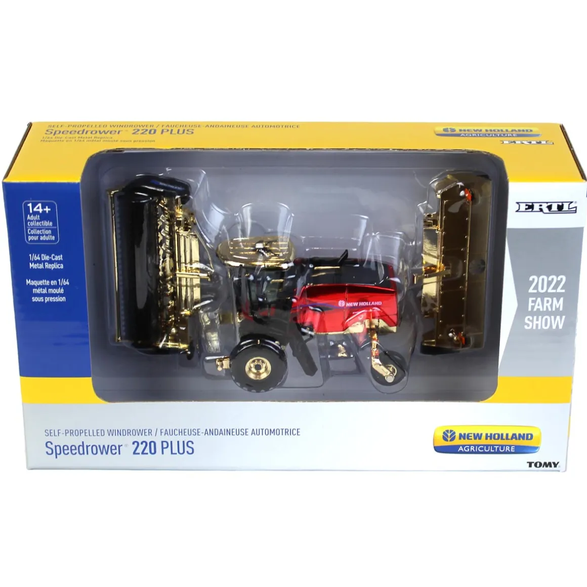 Chrome Chase Unit ~ 1/64 New Holland Speedrower 220 PLUS SP Windrower w/ Both Heads, 2022 Farm Show
