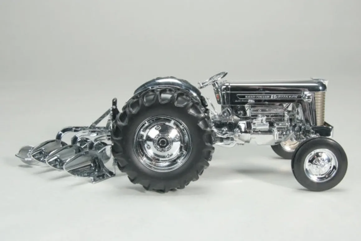 Chrome Version ~ 1/16 Massey Ferguson 65 with No. 62 Plow, Toy Tractor Times