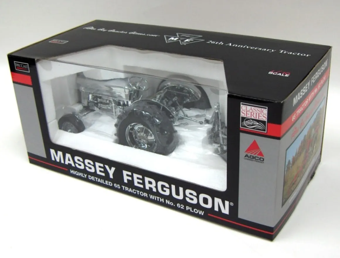 Chrome Version ~ 1/16 Massey Ferguson 65 with No. 62 Plow, Toy Tractor Times
