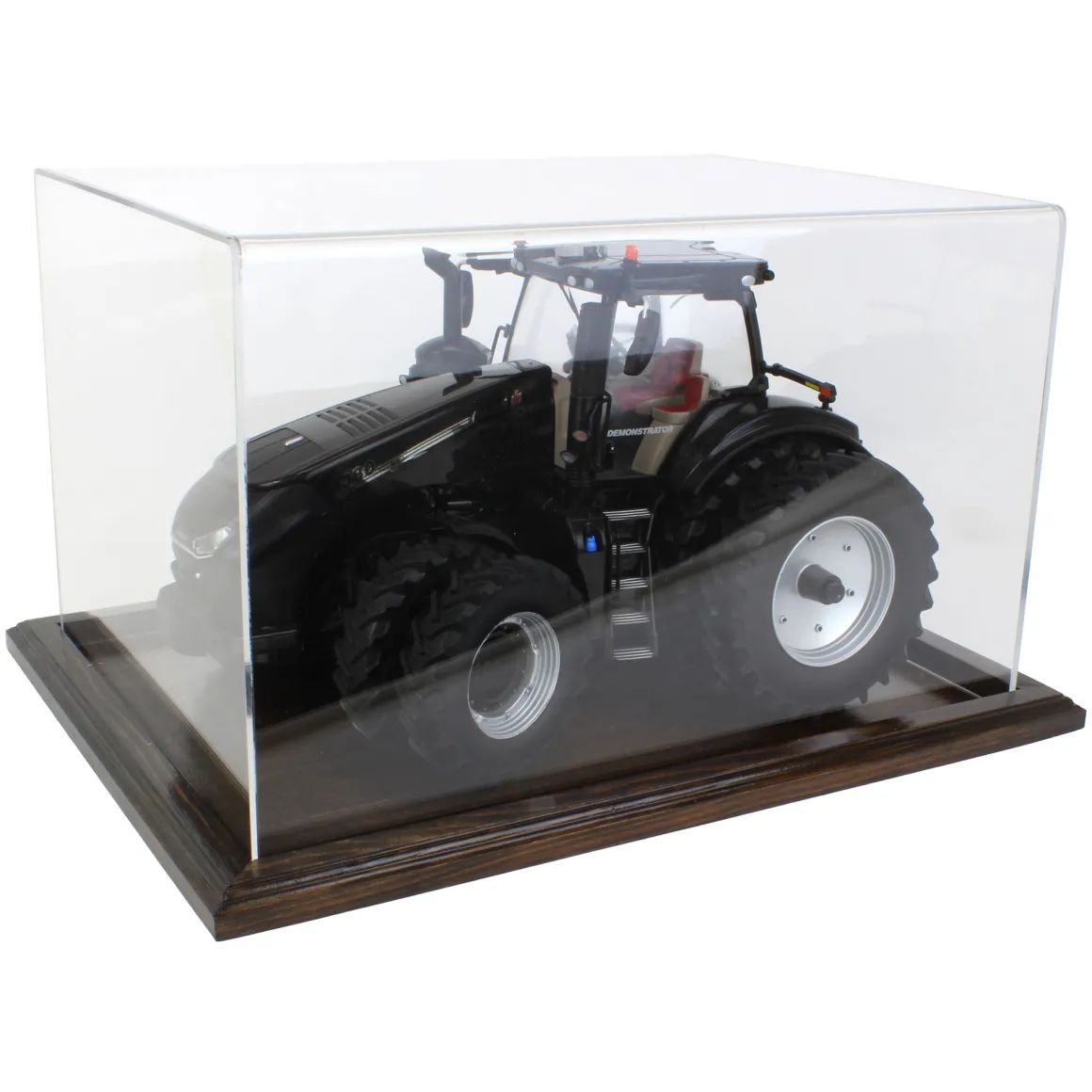 Clear Acrylic Display Case with Dark Stained Wooden Base, 16in x 12in x 10in