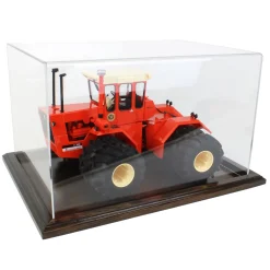 Clear Acrylic Display Case with Dark Stained Wooden Base, 16in x 12in x 10in
