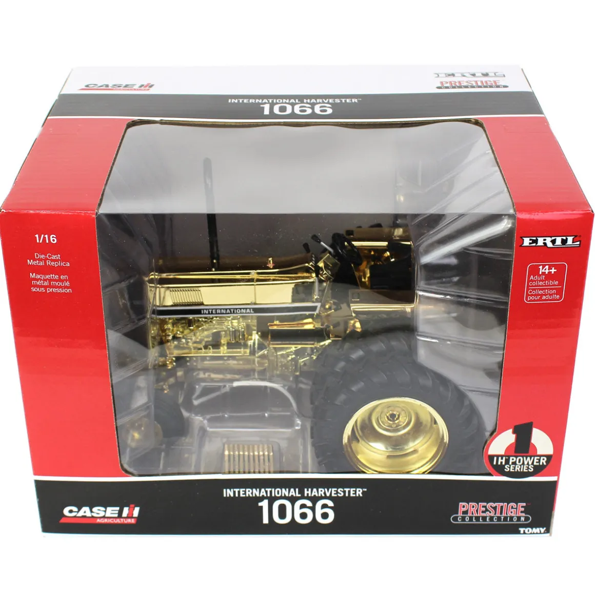 Gold Chrome ~ 1/16 International Harvester 1066 Black Stripe with Rear Duals, ERTL Prestige Collection