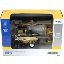 Gold Painted Chase Unit ~ 1/64 New Holland CR9.90 Tracked Combine w/ Corn & Grain Heads, 2023 Farm Show