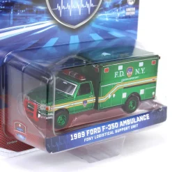 Green Chrome Chase Unit ~ 1/64 1989 Ford F-350 Ambulance - FDNY Logistical Support Unit, First Responders, Hobby Exclusive