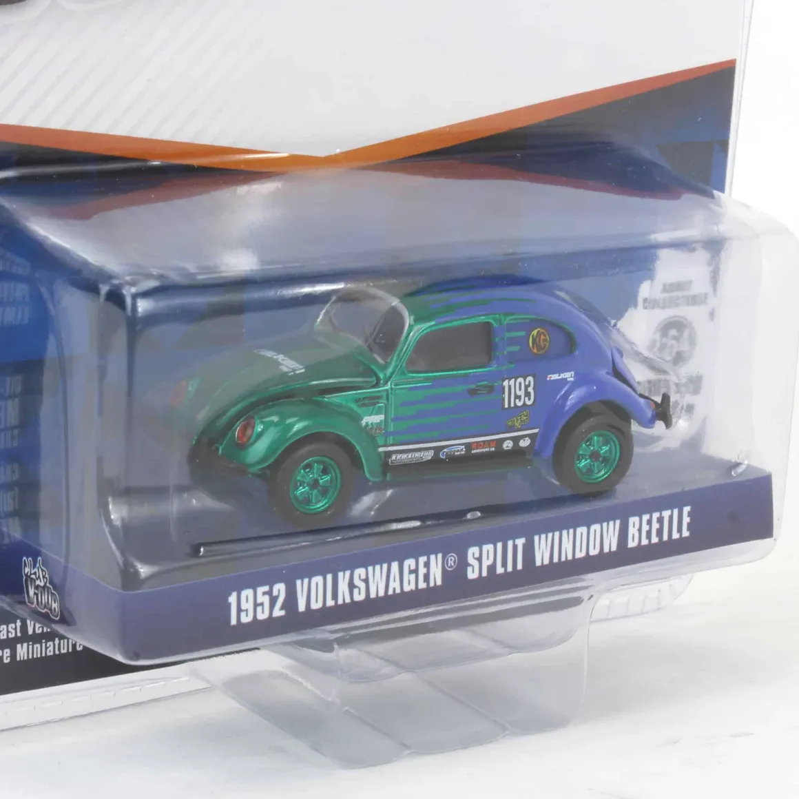 Green Chrome Super Chase ~ 1/64 1952 Volkswagen Split Window Beetle, Falken Tire, Club Vee-Dub Series 20