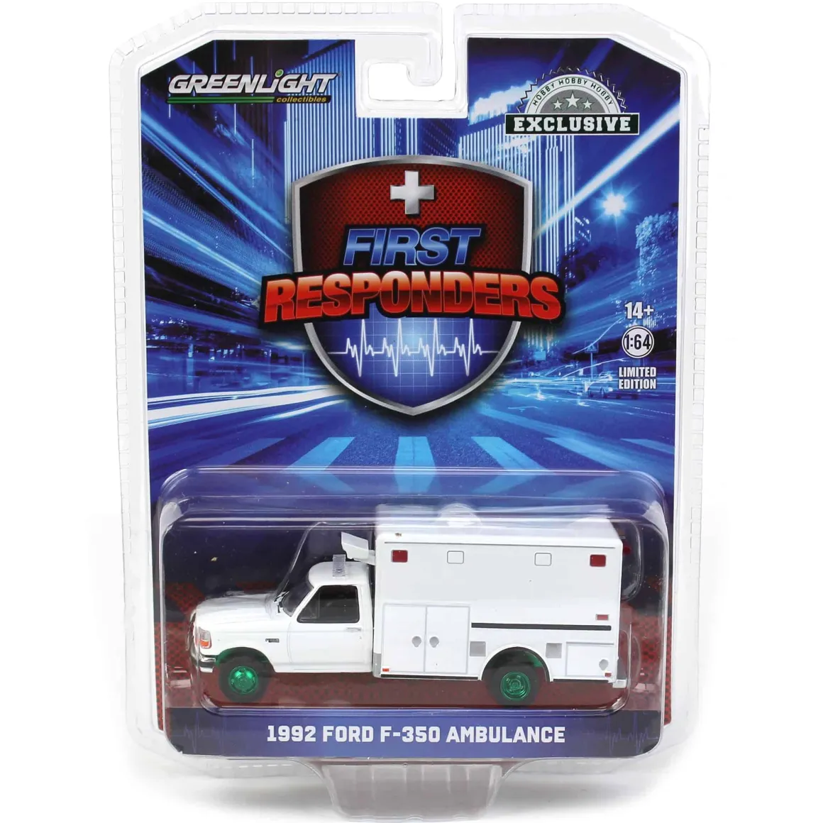 Green Machine ~ 1/64 1992 Ford F-350 Ambulance, White, Hobby Exclusive