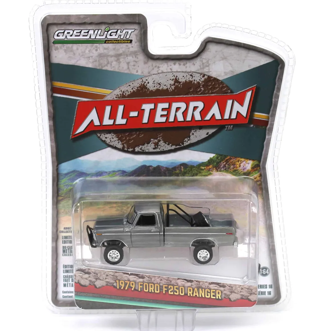 Green Machine ~ 1/64 1979 Ford F250 Ranger Lifted with Rollbar Mounted Spare Tire, Gold Metallic, All-Terrain Series 16