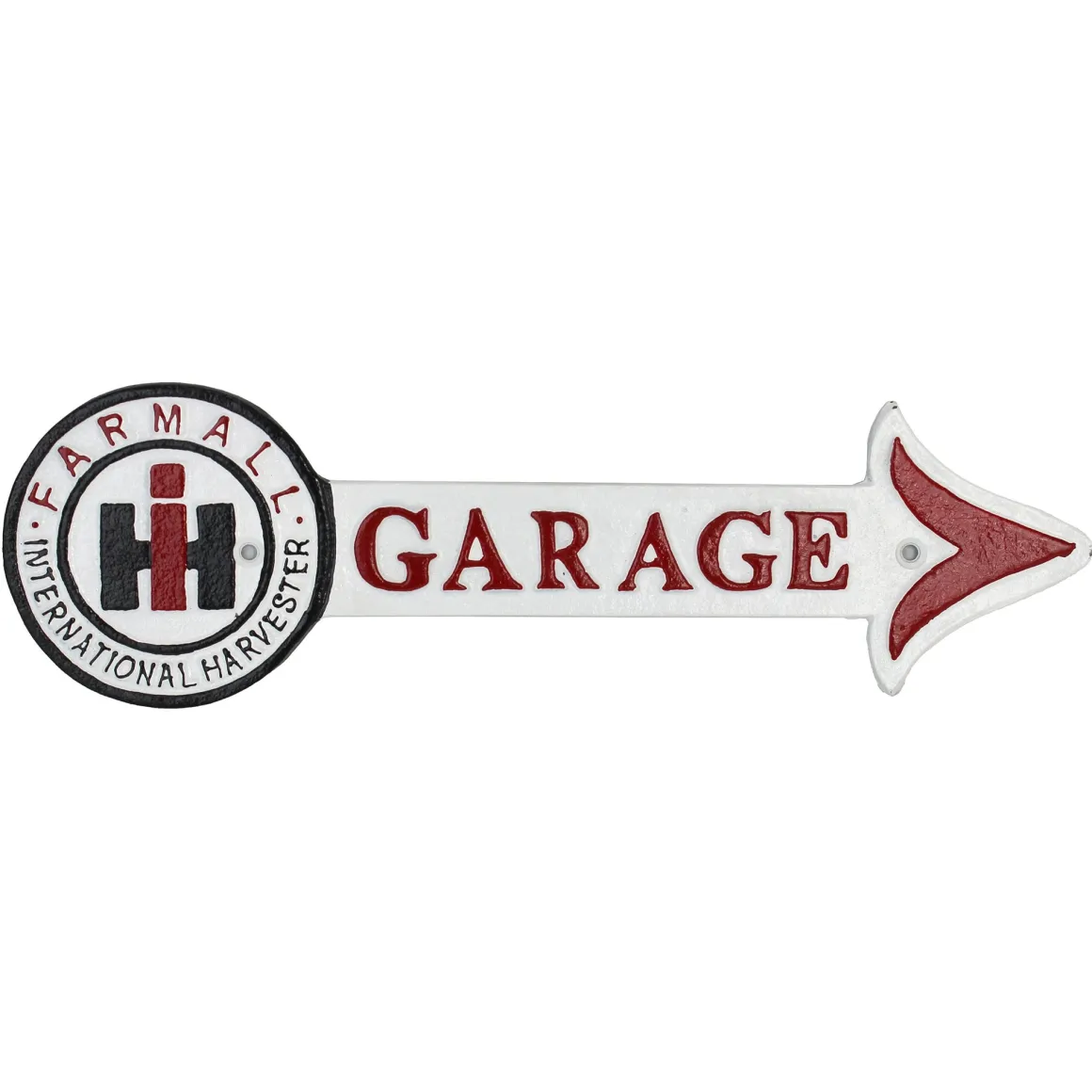 IH Farmall Cast Iron 17in x 5.5in Garage Arrow Sign