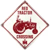 IH Farmall Distressed Vintage Red Tractor Crossing Tin Sign, 14in x 14in