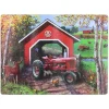 IH Farmall H Tractor with Covered Bridge Glass Cutting Board, 15.5in x 11.75in