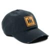 IH Leather Emblem Black Distressed Hat