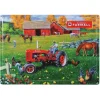 IH McCormick Farmall C Tractor with Farmers & Animals Embossed Metal Sign, 16.75in x 12in